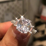 Luxury Transparent Princess Cut AAA+ Cubic Zirconia Diamonds Ring - The Jewellery Supermarket