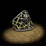 New Gothic Style Hollow Spider Retro Animal Black Gold AAA+ Zircon Diamonds Two-tone Ring - The Jewellery Supermarket