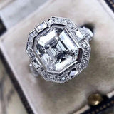 Geometric Shaped AAA+ Cubic Zirconia Diamonds Elegant Design Luxury Wedding Engagement Ring - The Jewellery Supermarket