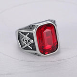 Big Stone Silver Color Stainless Steel Vintage Classic Masonic Rings - The Jewellery Supermarket
