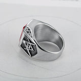 Big Stone Silver Color Stainless Steel Vintage Classic Masonic Rings - The Jewellery Supermarket
