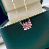 Fascinating Pink Yellow Rectangle High Quality Simulated Diamonds Sparkling Necklace For Women - The Jewellery Supermarket