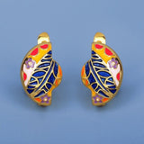 Exquisite Colourful Handmade Enamel Small Color Flower Shape Earrings