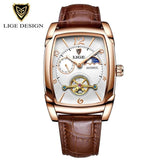 NEW Gifts for Men - Top Brand Luxury Square Automatic Tourbillon Watch with Genuine Leather Strap - The Jewellery Supermarket