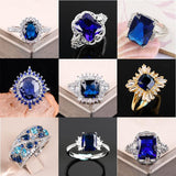 Selection of Fashion Big Blue Stone AAA+ Cubic Zirconia Crystals Promise Engagement  Rings