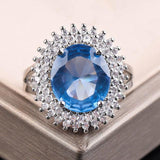 Selection of Fashion Big Blue Stone AAA+ Cubic Zirconia Crystals Promise Engagement Rings - The Jewellery Supermarket