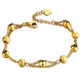 Gold Color Stainless Steel Round charm Frosted Bead Chain Bracelets