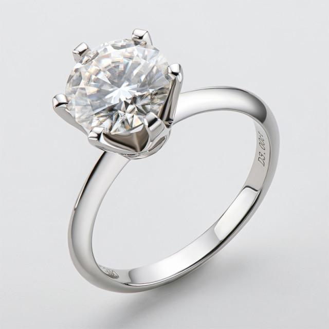 Terrific Real Moissanite Diamond Silver 0.5-3.0 carats Round Cut Solitaire Rings - The Jewellery Supermarket
