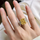 Super Luxury 6 Carat Radiant Cut Simulated Yellow Lab Diamond Ring - The Jewellery Supermarket