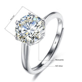 Real 3 Carats D Color Adjustable High Quality Moissanite Diamond 6 Prong Setting Sparkling Ring - The Jewellery Supermarket
