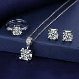 Simulated Diamond Jewelry set with Wedding Ring Earrings Necklace For Wome - The Jewellery Supermarket