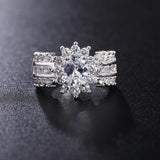 Luxury Silver Colour High Quality AAA+ Cubic Zirconia Diamonds Ring - The Jewellery Supermarket