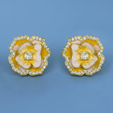 Fashion Elegant Yellow Epoxy Flower Handmade Enamel Earrings