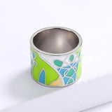New - Handmade Green Enamel Leaf Shape 925 Silver Ring - The Jewellery Supermarket