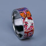 New - Handmade Fashion Cat Face Unique Enamel 925 Silver Ring with AAA+ CZ Diamonds