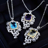 Simple Square CZ Diamond Fashion Shiny Clavicle Chain Wedding Pendants - The Jewellery Supermarket