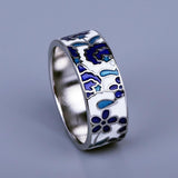 Exquisite New Blue Handmade Enamel Flower Fashion Ring