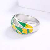 Classic Fashion Leaf AAA+ Zircon Green Handmade Enamel Ring - The Jewellery Supermarket