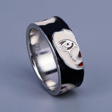 Creative Fashion Irregular Half Face Exaggerated Black and White Handmade Enamel Ring