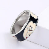Creative Fashion Irregular Half Face Exaggerated Black and White Handmade Enamel Ring - The Jewellery Supermarket