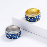 New 2022 - Handmade 925 Silver Enamel Night Star Moon Simple Couple Ring - The Jewellery Supermarket