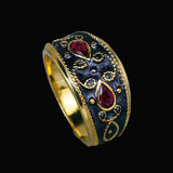 New 2022 - Handmade Classic Two-tone Ring Inlaid with Red Zircon Jewelry - The Jewellery Supermarket