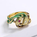 New - Domineering and Exaggerated Double Snake Winding Shape Ring - The Jewellery Supermarket