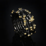 Unique Polka Dot Black Gold Ring Women;s 925 Silver Ladies Multi-layer Fashion Ring Set