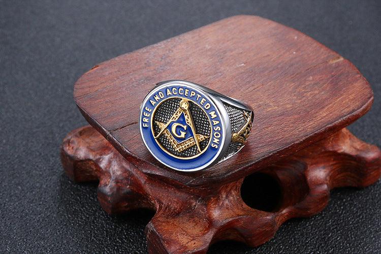 High Quality Stainless Steel Retro Masonic Rings For Men - The Jewellery Supermarket