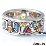 Exquisite Geometric Pattern Multicolor Wave Line Micro AAA Zircon Crystals Ring - The Jewellery Supermarket