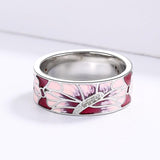Elegant Pink Peach Classic Flower Handmade Enamel Ring - The Jewellery Supermarket