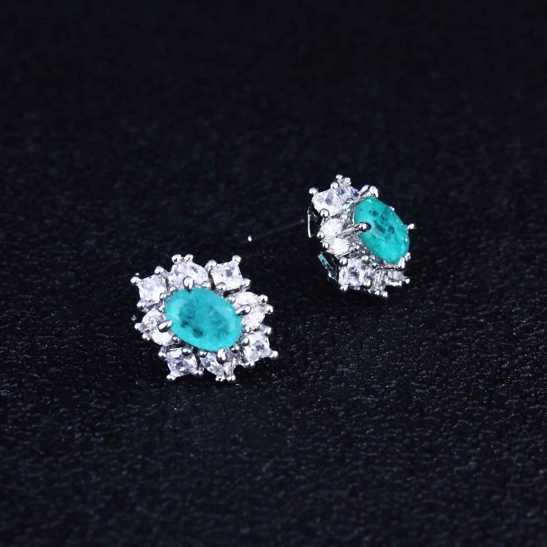 Gorgeous Paraiba Tourmaline Gemstone Dazzling Earrings Wedding Ring Pendant Necklace Jewellery Set - The Jewellery Supermarket