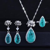 Terrific Paraiba Tourmaline Gemstone Necklace/Earrings/Ring Jewellery Set