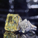 Gorgeous Big Square Elegant Yellow AAA+ Cubic Zirconia Fine Ring - The Jewellery Supermarket