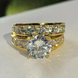 New Trendy Luxury Inlaid AAA+ Cubic Zirconia Diamonds Double Stackable Rings - The Jewellery Supermarket