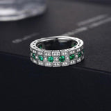 Vintage Full Dazzling Green/White AAA+ Cubic Zirconia Diamonds Delicate Ring