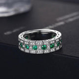 Vintage Full Dazzling Green/White AAA+ Cubic Zirconia Diamonds Delicate Ring - The Jewellery Supermarket