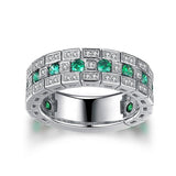 Vintage Full Dazzling Green/White AAA+ Cubic Zirconia Diamonds Delicate Ring - The Jewellery Supermarket