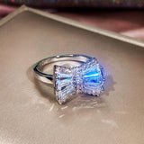 Princess Bow with AAA+ Cubic Zirconia Diamonds Brilliant Ring - The Jewellery Supermarket