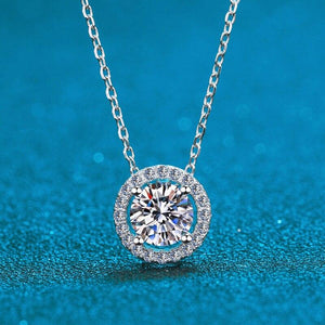 Fabulous 0.3-2.0CT Round Cut Halo Brilliant Moissanite Diamonds Necklace - The Jewellery Supermarket
