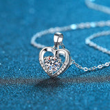 Fine Jewellery Gift - Charming Certified 1.0ct Moissanite Diamond Heart Necklace - The Jewellery Supermarket