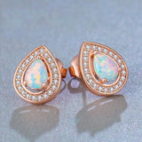 Low Price Gifts - New Fashion Rose Gold Colour Water Drop Shape Natural Stone Earrings