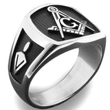 Ideal Gifts - Retro Masonic Silver Tone Freemason Ring - The Jewellery Supermarket