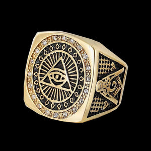 Creativity Design Freemason Illuminati Triangle Masonic Stainless Steel Men's Rings - The Jewellery Supermarket