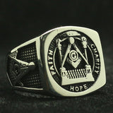 Newest 316L Silver Colour Stainless Steel Cool Hope Freemasons Ring - The Jewellery Supermarket