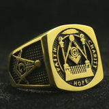 Newest 316L Gold Colour Stainless Steel Cool Hope Freemasons Ring