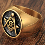 Wonderful 316L Stainless Steel Gold Colour Masonic Ring - The Jewellery Supermarket