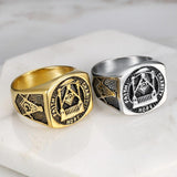 ideal Gifts - Fashion Stainless Steel Masonic Signet Rings - The Jewellery Supermarket