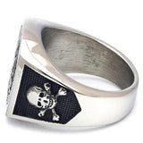 Great Gift Ideas - New Retro Masonic Skull Pattern Ring - The Jewellery Supermarket