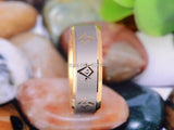 Gold Color Freemason Masonic Master Men's Tungsten Carbide Wedding Ring - The Jewellery Supermarket